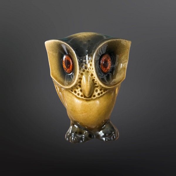 Vintage Roselane Owl Figurine, Roselane California Pottery, MCM Art Deco Sculpture, 1960s Roselane Porcelain Owl Figurine