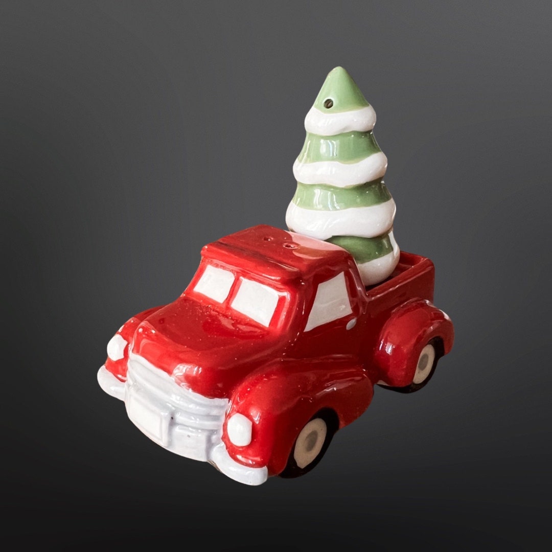 Vintage Christmas Grassland Road Salt & Pepper Shaker Truck Etsy