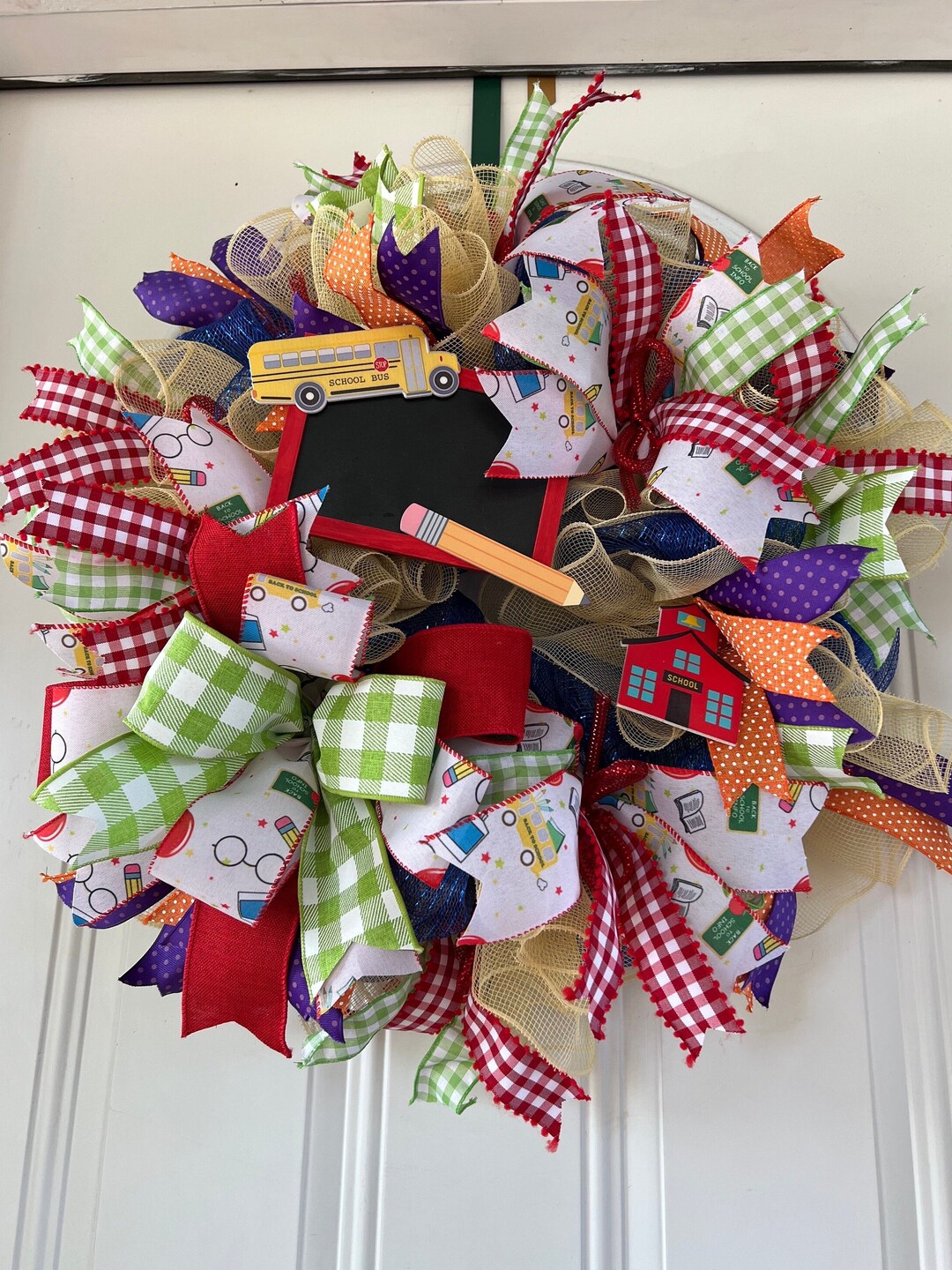 Deco Mesh Back to School Wreath, Teacher Appreciation Gift - Etsy