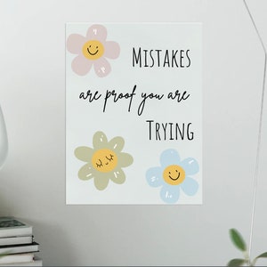 Mistakes are Proof You are Trying Poster for Classroom or Child&#39;s Room | INSTANT DOWNLOAD PDF | Gift for Child