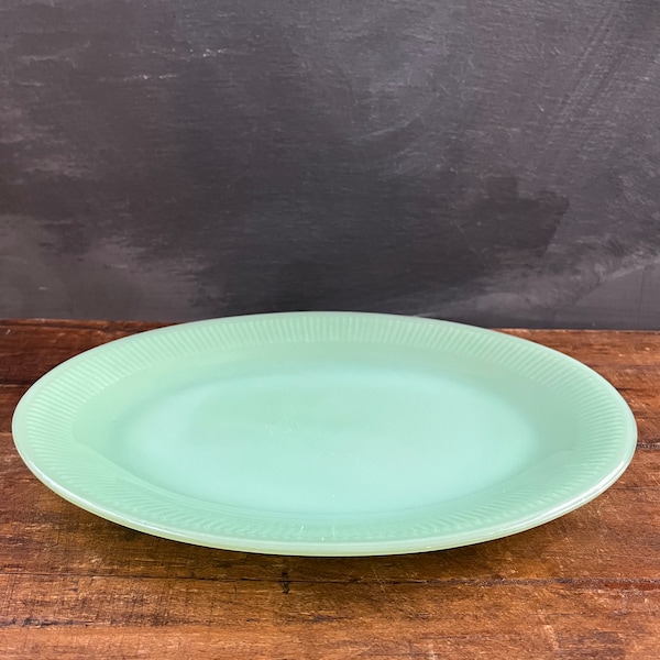 Fire King Jadeite Jane Ray Ribbed Oval Serving Platter Vintage 1940’s