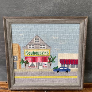 Vintage Needlepoint Embroidered Rauhausers Candy Shop Ocean City, NJ