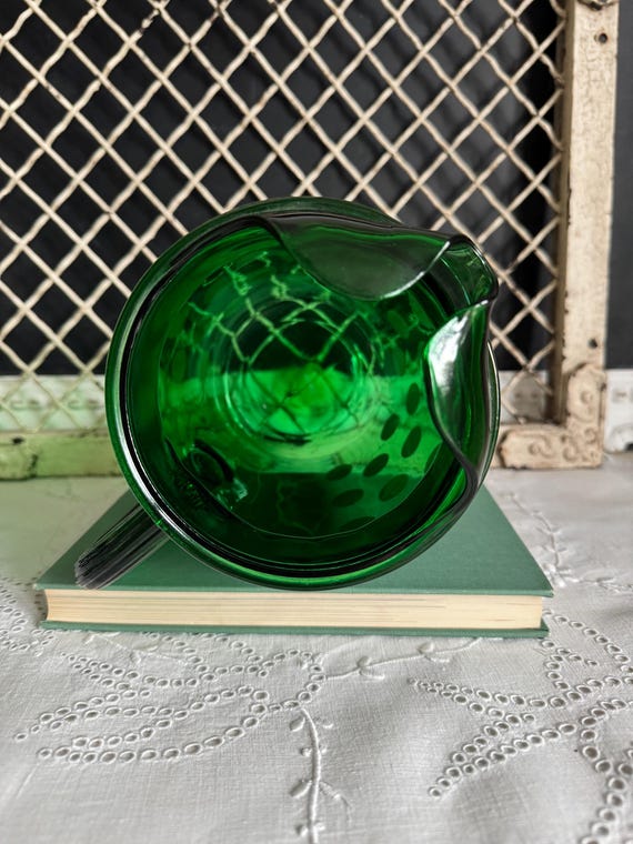 Vintage Anchor Hocking Pitcher and Glasses Set, Green Glass With
