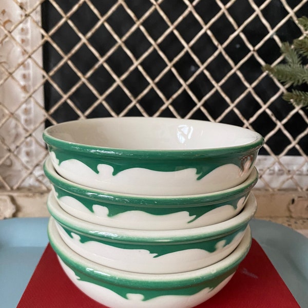 Vintage Buffalo China Green Crest Bowl, Chili or Soup, Heavy and Durable, Green Crest Border, circa 1950s
