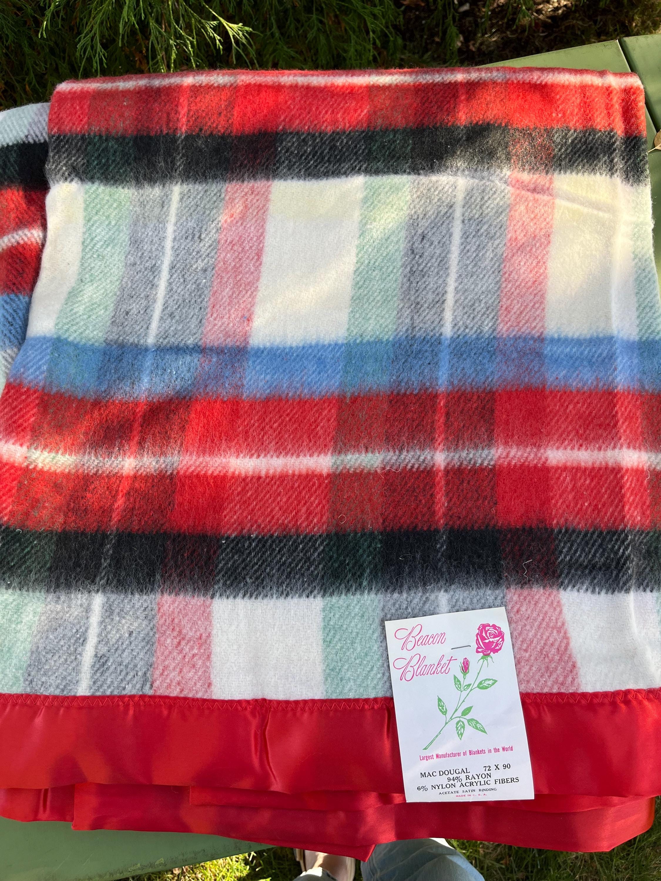 値下げ中　40〜50s Vintage 【ビーコンブランケット】 40〜50s Vintage 【ビーコンブランケット】 ベージュ＆グリーン