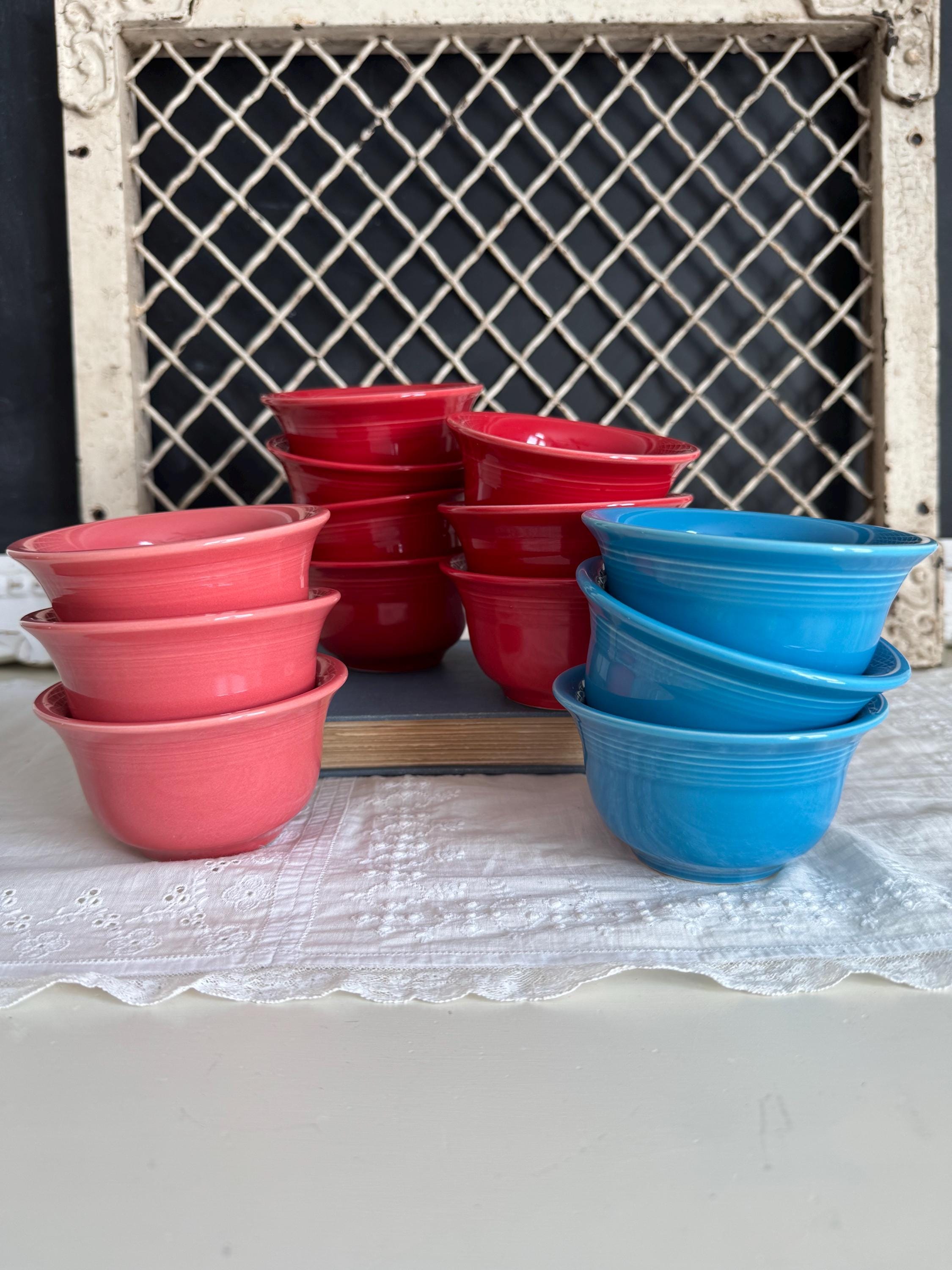4- 14OZ CEREAL FRUIT Small BOWL Shamrock Meadow Lemongrass Turquoise FIESTA New