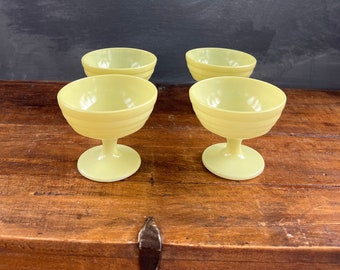 Hazel Atlas Moderntone Sherbet Dish, Footed Dessert Bowl, Yellow, Sold Individually