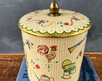 Vintage Mid-Century Tin Canister Floral & Novelty Design, Made In England