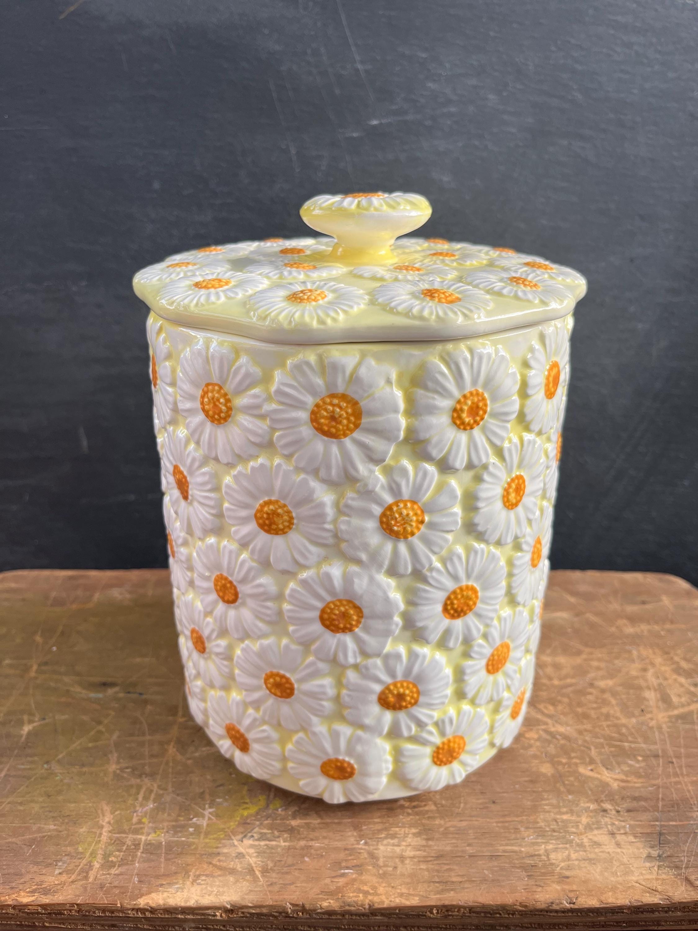Vintage 1960's Brinn's Crazy Daisy Ceramic Cookie Jar Made in