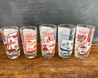 Hazel Atlas State Song Souvenir Glass, Tumbler, Vintage 1950s Drinking Glasses,