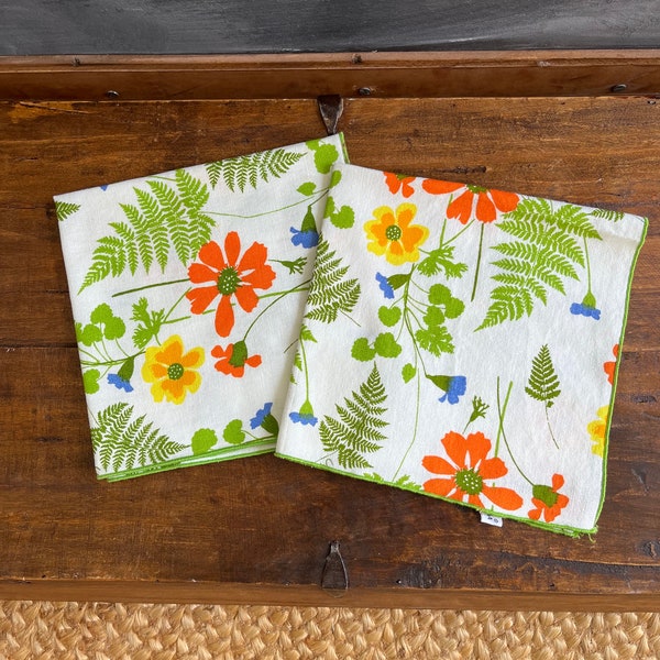 Vintage Vera Neumann Napkins, Flowers and Ferns Design, Mid Century, Retro Vera Mod Design, Cloth Napkins