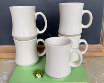 Vintage White Diner Mug, Restaurant Ware, Coffee Mug, Ironstone Mug, Heavy Mug, Crest C/M, Ultima China, Sold Individually