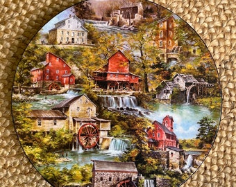 Vintage Springbok Circular Puzzle, Grist Mills, 1972, Painting by Asterio Pascolini, Round Puzzle, Gift Idea, Collectible