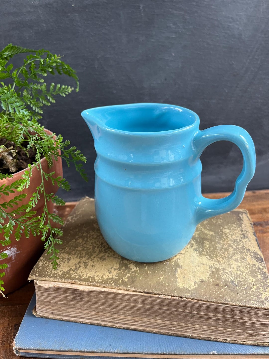 Antique Blue Stoneware Pitchernull
