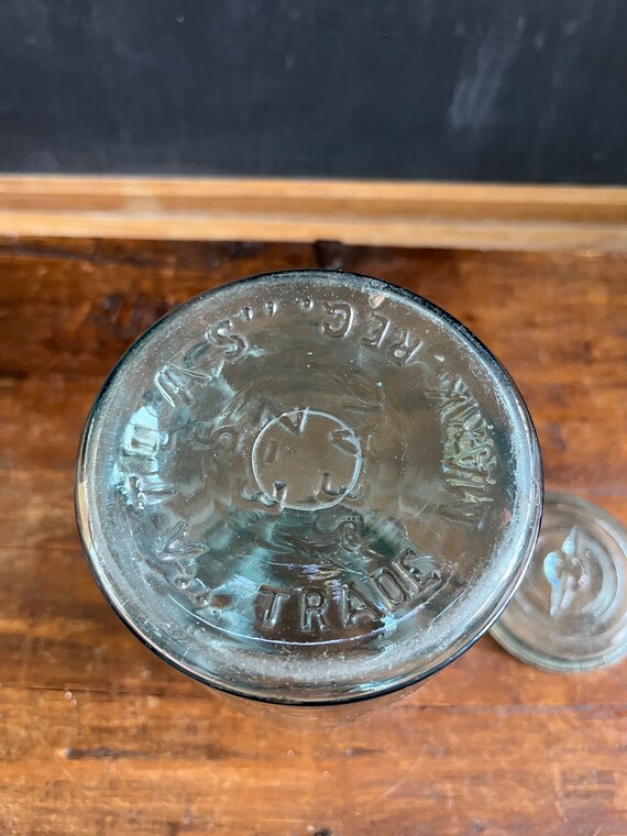 Vintage Atlas E-Z Seal Blue Glass Canning Jar, Wire Clamp and