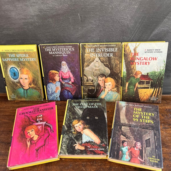 Vintage 1960/1970s Nancy Drew Mystery Stories, Hardback Books, Numbers 3, 30, 43, 45, 46, 47, 48