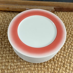 Homer Laughlin Dinner Plate Pink and White, 8”, Restaurant Ware, Hotel, Diner, Vintage Homer Laughlin China