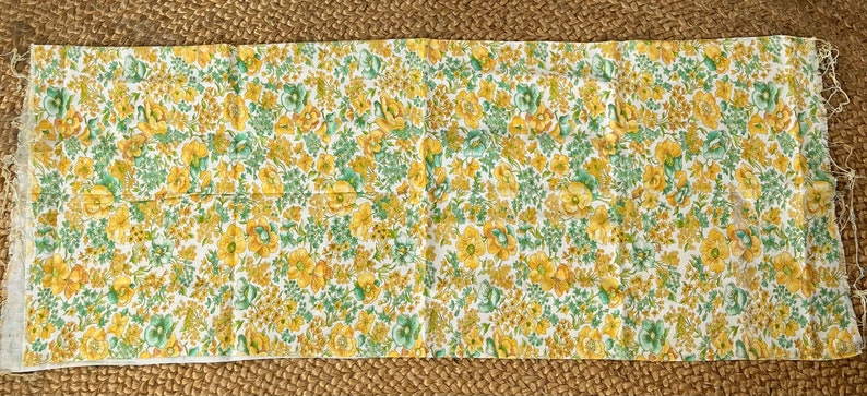 Vintage Feed Sack Fabric, New Old Stock, Vintage Fabric Green yellow floral