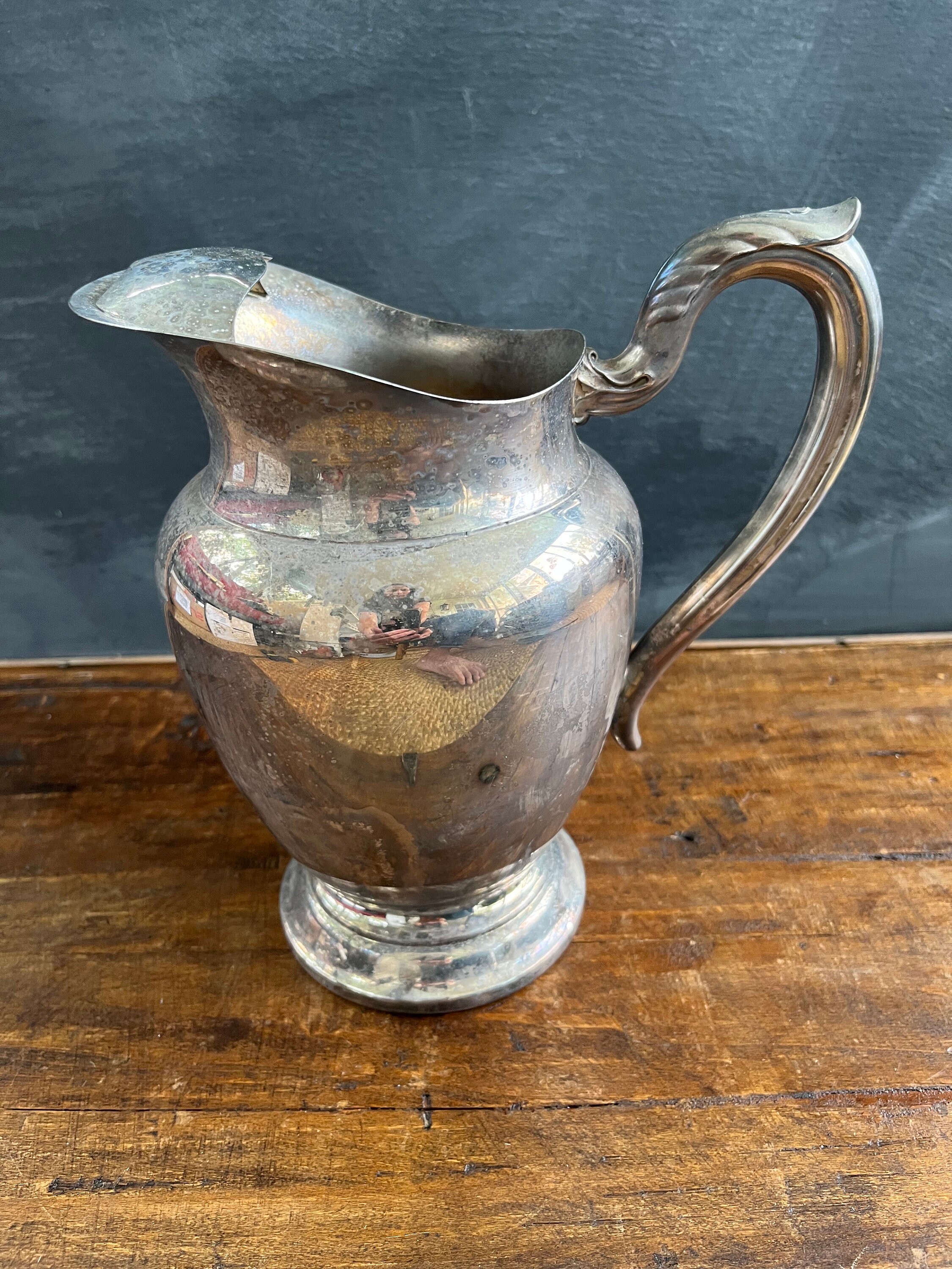 Vintage Oneida Silver Pitcher With Ice Lip, Vintage Pitcher, Water