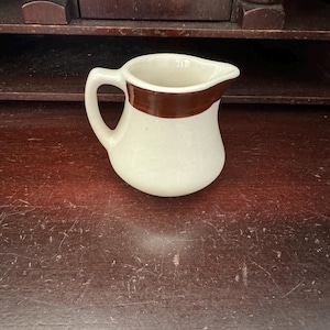 Vintage Mayer China Cream Pitcher, Brown Stripe, Restaurant Ware, Individual Creamer, Small Creamer