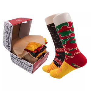 Hamburger Socks 3 Pairs Box Novelty Funny Socks for Men Holiday Christmas Gift