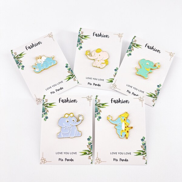 Cartoon Brooch Pin Badge Elephant Animal Enamel Pins for Women Kids Gift