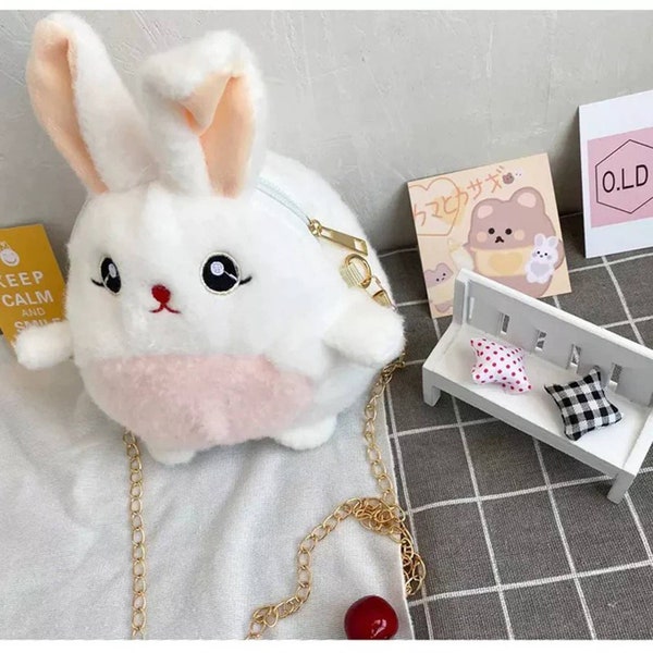 Cute Plush Bag Purse Rabbit Crossbody Bag for Girls Kids