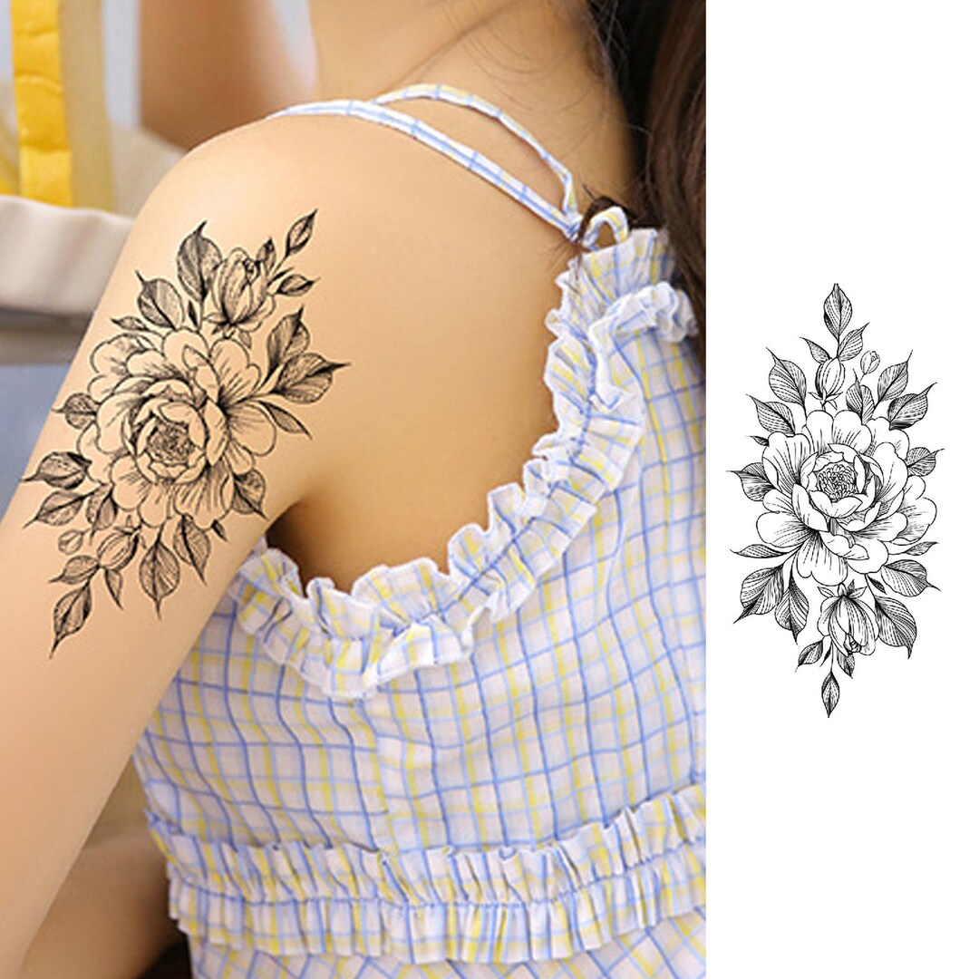 Waterproof Temporary Tattoos for Women Floral Arm Half Sleeve Etsy