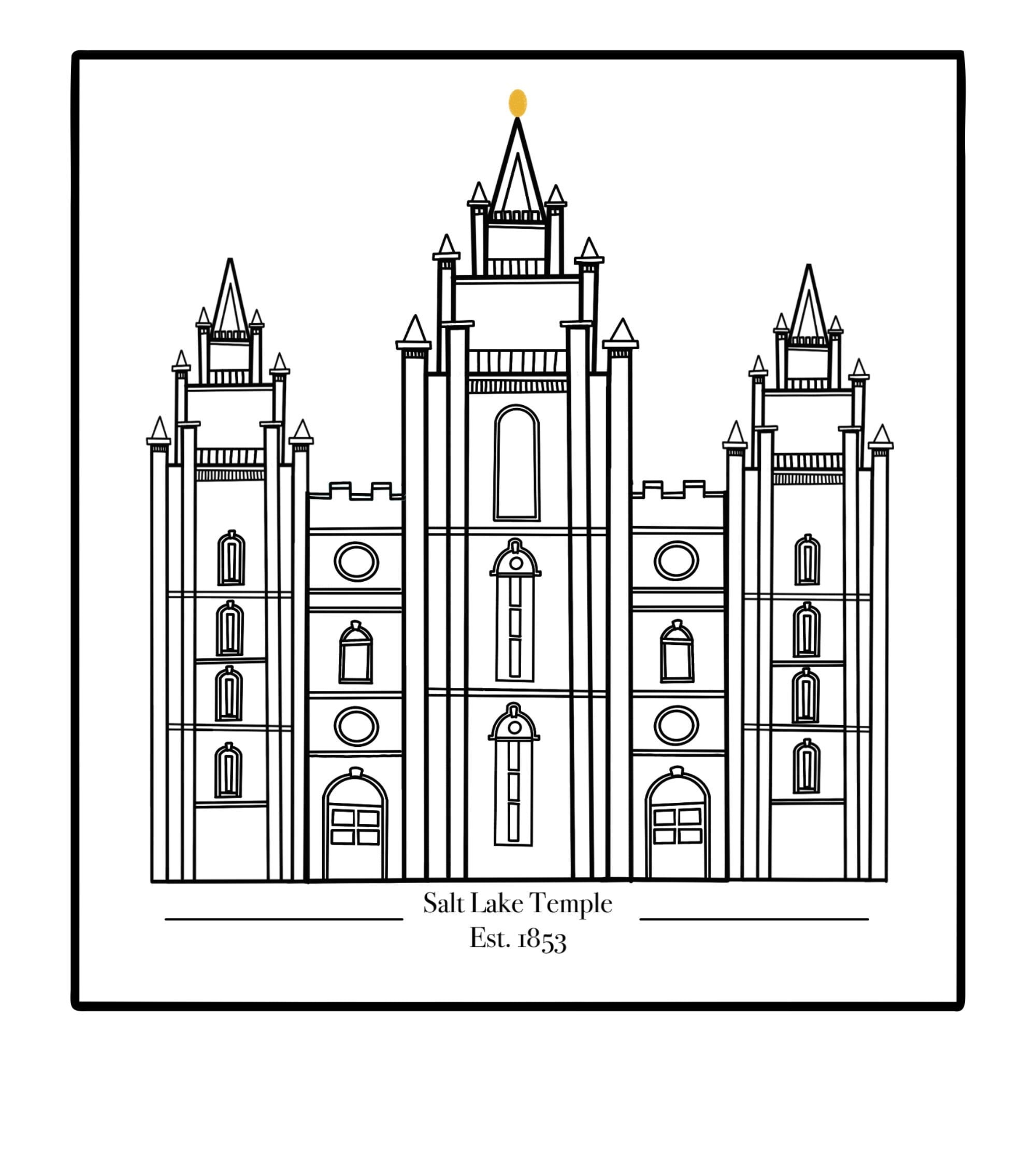 LDS Salt Lake Temple Black and White Outline - Etsy