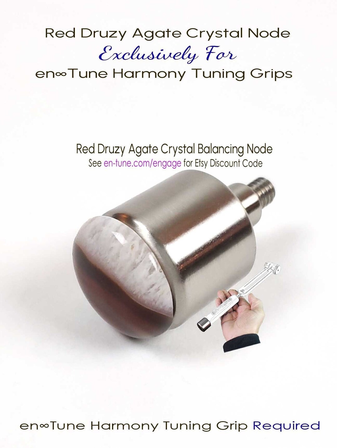 Red Druzy Agate Tuning Fork Gem Foot Chakra Balancing Crystal Node Easy