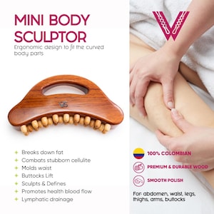 Wood Therapy Tool – Body Massage Tool for Legs, Stomach & Cellulite 100% Colombian Maderoterapia Tool for Cellulite Reduction- Body Shaping