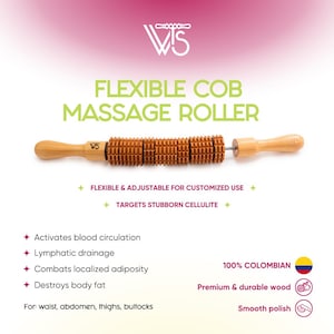 Rodillo de Mazorca Curvo Maderoterapia – Rodillo de masaje anticelulítico 100% madera colombiana para esculpir y contornear el cuerpo