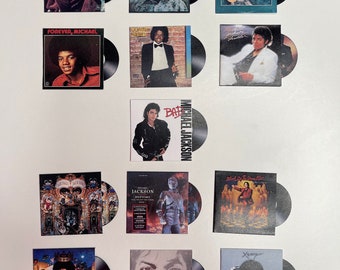 Colección completa discos de vinilo en miniatura inspiración Michael Jackson