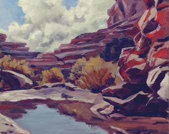 Dragonfly Canyon Cliffs - Original 9" x 12" Oil Painting by Rich Cleveland.