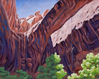 Morning Glory Rappel - Original 9" x 12" Oil Painting by Rich Cleveland.