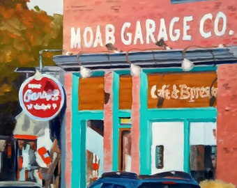 Moab Garage Company - Original 9" x 12" Oil Painting by Rich Cleveland.