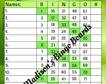 15 Line 75 Ball Mixed & Straight Bingo Boards