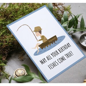 Printable Digital Fishing Birthday Card- "may All Your Birthday Fishes ...