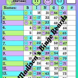 Mixed Emotions 15 Line 75 Balls Bingo Boards- Straight & Mixed (Houdini)