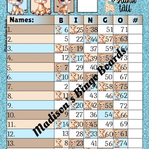 Paquete de 5 tableros de bingo: 15 líneas 75 bolas en mixto (Houdini)