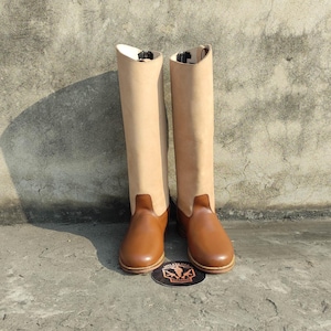 Handmade German Officer Tall Boot With Zipper Leather Sole. German Boot, Tall Boot, Leather Boot, Men Boot, Military Boot, Boot, Zipper Boot