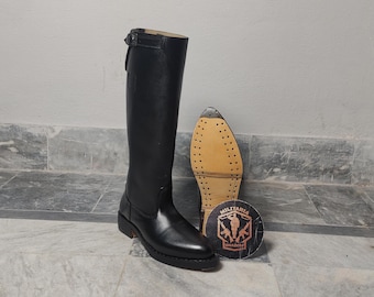 Handmade Leather Officer Riding Boots | Vintage Men's Tall Boots