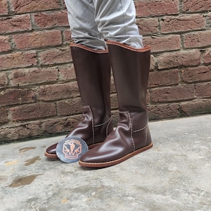 Handmade Leather Medieval Boots: Viking Slavic Turnshoes, LARP Costume