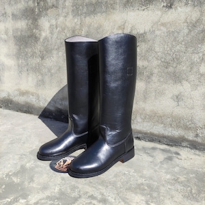 Handmade German Officer Round Toe Tall Boot With Leather Sole. German Boot, Tall Boot, Leather Boot, Men Boot, Military Boot, Booties