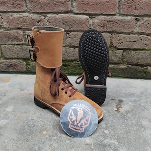 Handmade Suede Leather Combat Boots: Military Style Lace-Up