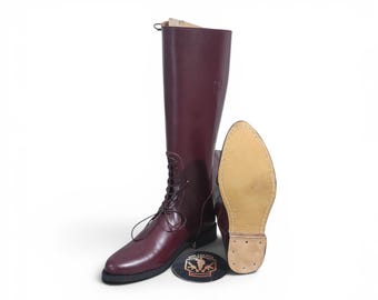 Handmade Brownish Red Leather Riding Boots | Pointed Toe Equestrian Boot with Leather Sole