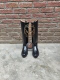 Handmade Vintage Officer-Style Leather Tall Boots | Classic Pointed-Toe Historic Design