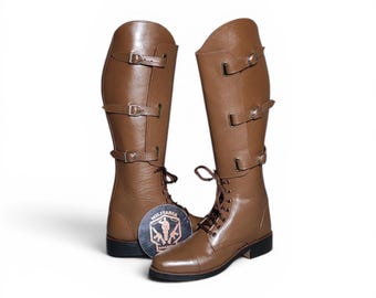 Handmade Leather Horse Riding Boots | Vintage Equestrian Style, 3 Buckles