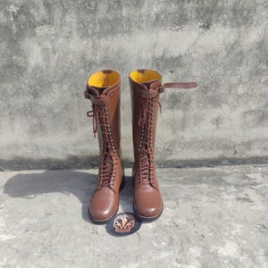 Handmade Leather S.A Single Buckle Boot – Military Style Tall Combat Lace-Up Boot – Army Parade Dress Boot for Men – Vintage Soldier Boot.