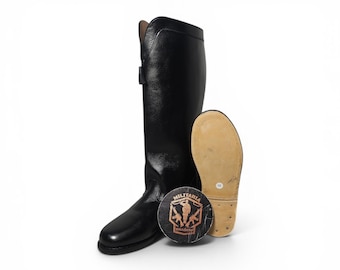 Handmade Black Leather Riding Boots | Tall Equestrian Style Boots with Tassel Detail